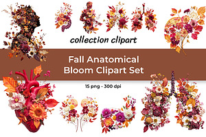 Fall Anatomical Bloom Clipart Set, a Healthcare Illustration by InkyQueenArt