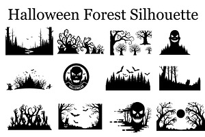 Halloween Forest Silhouette Clipart, a Graphic by hafijul
