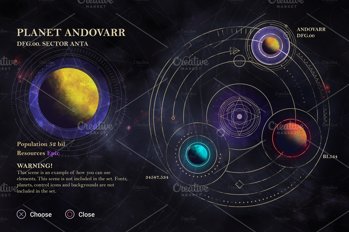 Mystic UI Elements, an Illustration by Olga Ryzychenko (Photo 4 of 4)