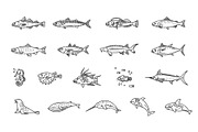 Ocean life. Underwater Fauna icons, an Outline Icon by Tettygreen (Thumbnail 2 of 2)