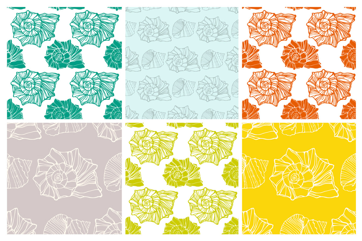 22 Seashells seamless patterns set, a Pattern Graphic by IreneArt illustrations (Photo 3 of 5)