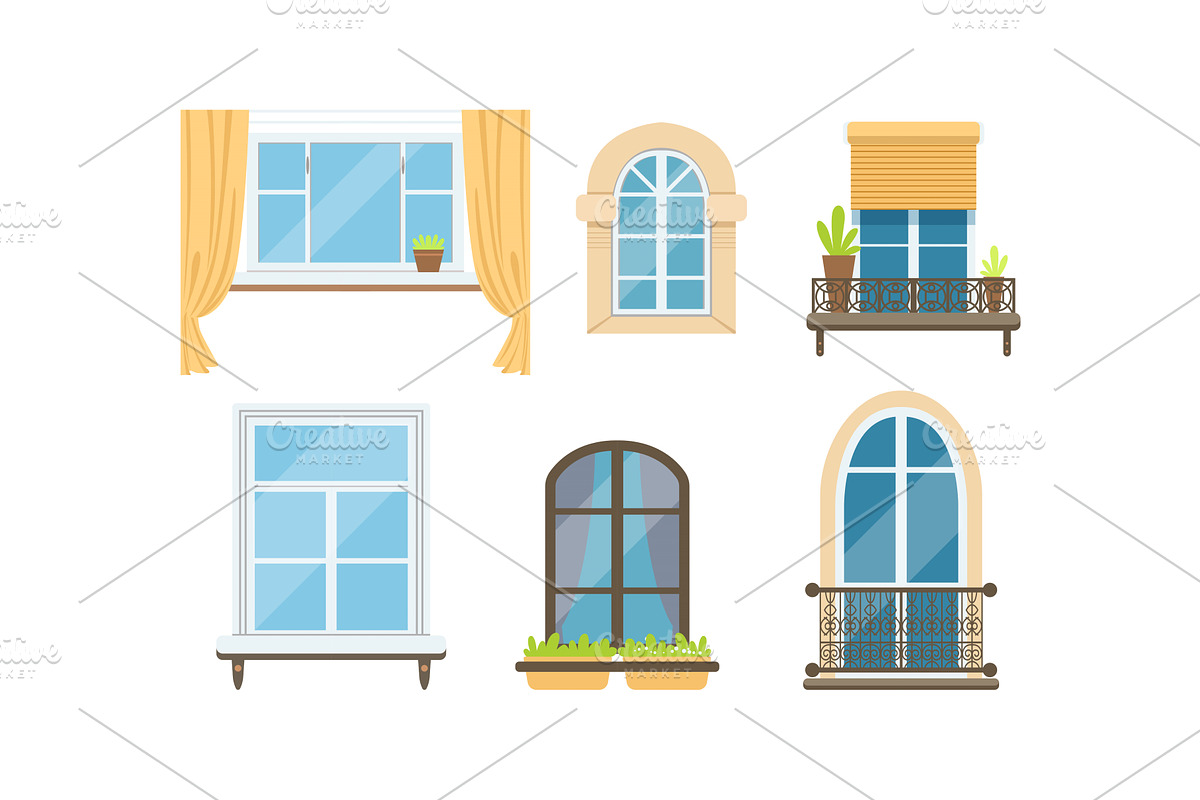 Different Types of Windows Vector, an Object Illustration by TopVectors