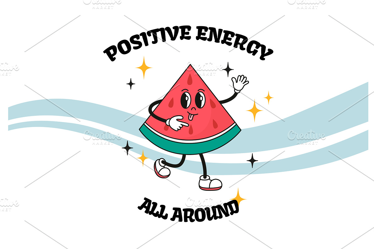 Retro fruit poster. Groovy, a Food Illustration by Valerie Bodnar