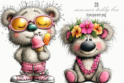 Summer Teddy Bear Clipart, an Animal Illustration by Designking (Thumbnail 1 of 5)