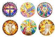 Round Stained Glass Easter Nativity, an Illustration by CreationArt (Thumbnail 3 of 5)