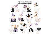 Witchy Goose Halloween Clipart Set, an Illustration by CharmClipart (Thumbnail 7 of 9)