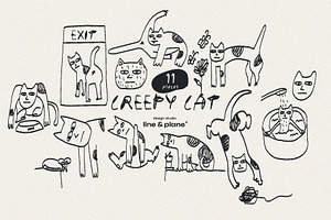 Creepy Cat - Hand Drawn Illustration