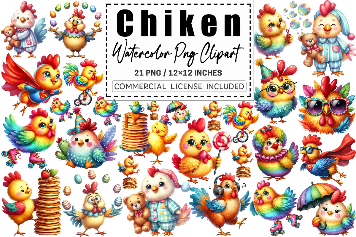 Funny Chiken Clipart, a Graphic by CitraGraphics (Photo 1 of 4)