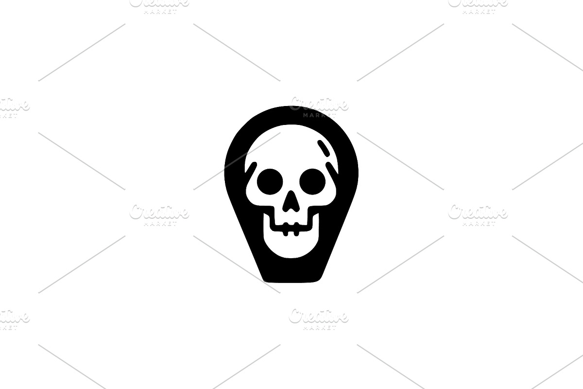 Skull Location Pin Vector, a Seasonal Illustration by Vectorium Studio (Photo 1 of 4)