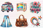 Kawaii 60s Groovy Clipart Bundle, an Illustration by CreationArt (Thumbnail 5 of 5)