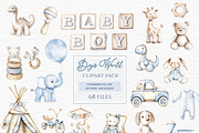 Watercolor baby boy toy blue clipart, a Decorative Illustration by Invite to Clipart (Thumbnail 1 of 7)