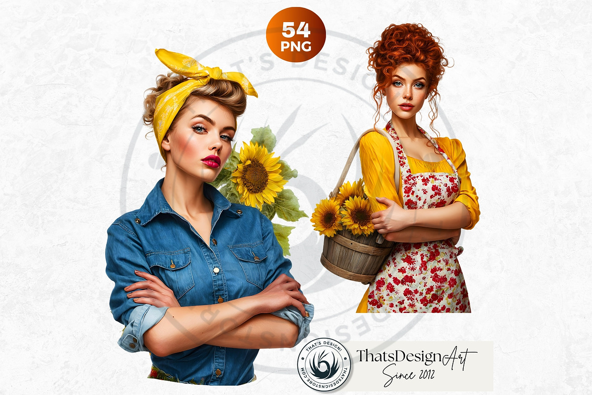 Sunflower Beauties Complete Cliparts, a Person Illustration by ThatsDesignArt (Photo 13 of 16)