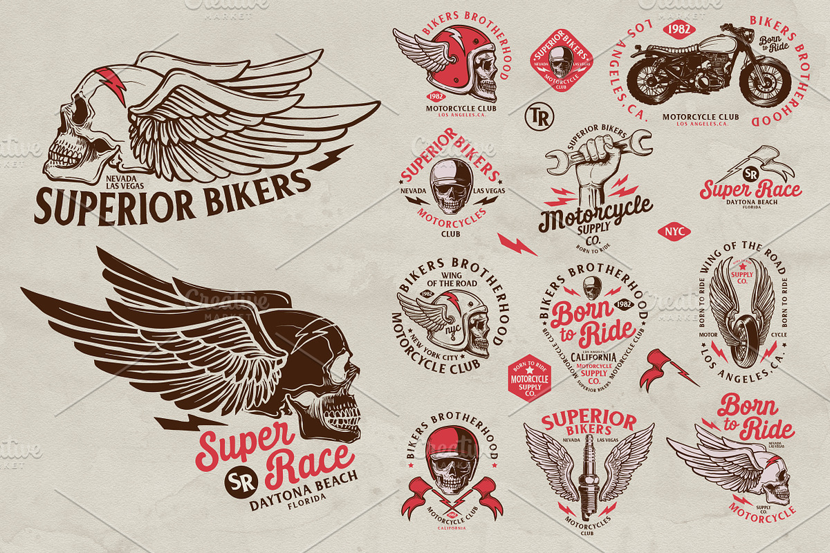 BIKERS BROTHERHOOD 7 ( Editable ), an Illustration by Artistic & Unique (Photo 2 of 15)