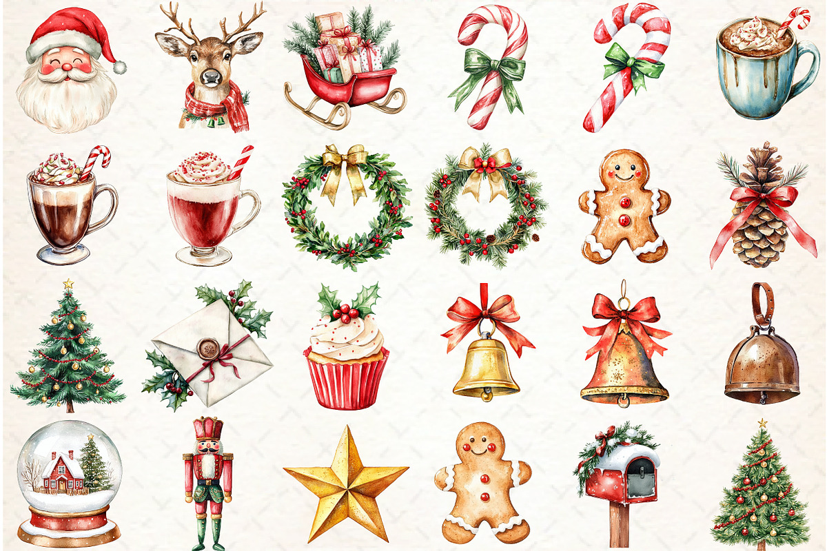 Watercolor Elegant Christmas Clipart, an Illustration by Libby Wishes (Photo 2 of 7)