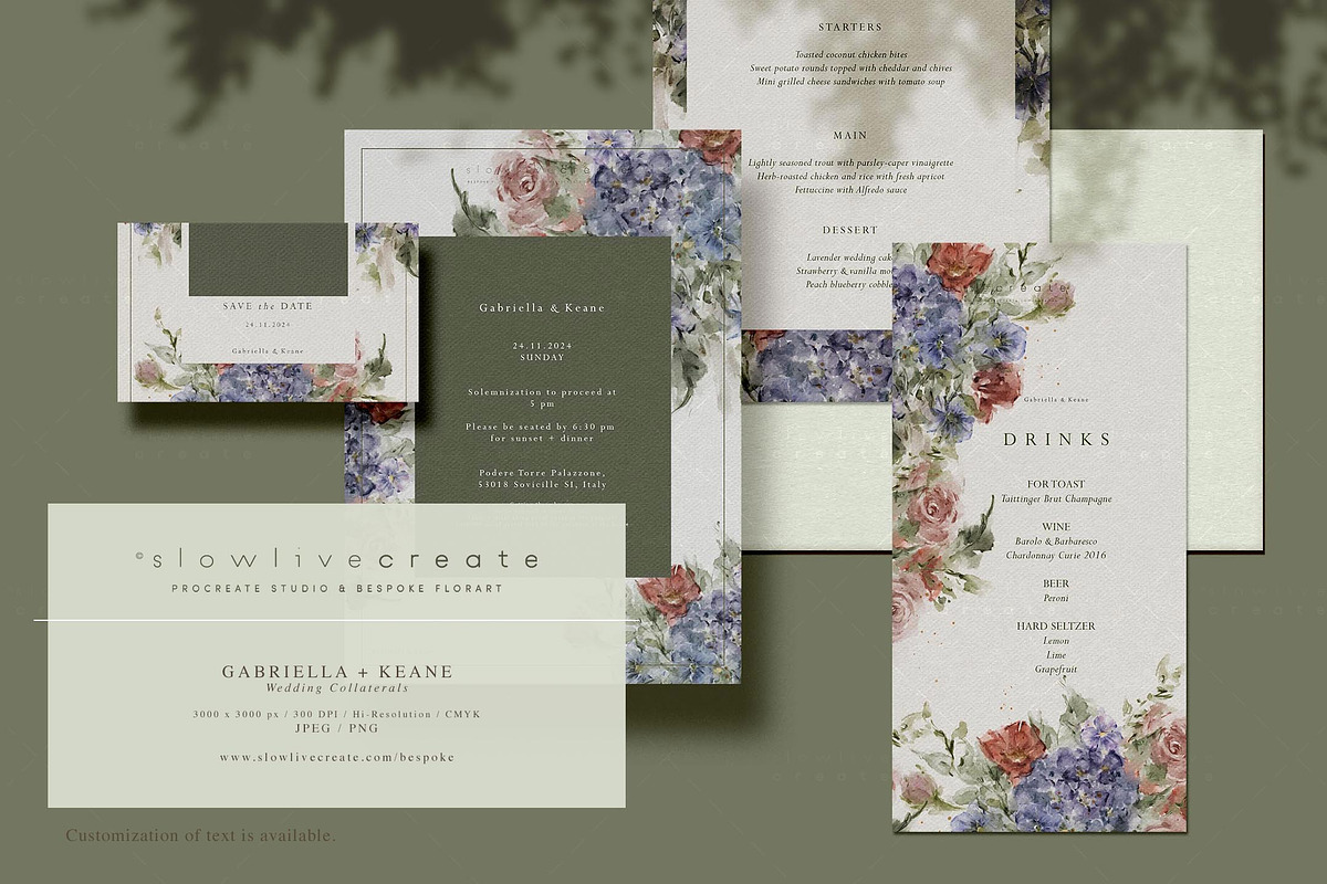 Gabriella Watercolor Florals Frames, a Stationery Template by slowlivecreate (Photo 1 of 6)