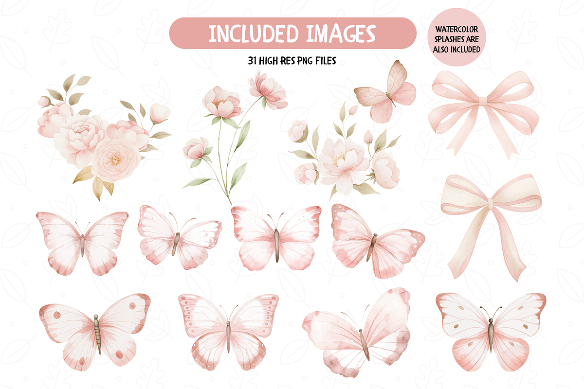 Watercolor Pink Butterfly Clipart, an Illustration by TatiMockup (Photo 3 of 4)