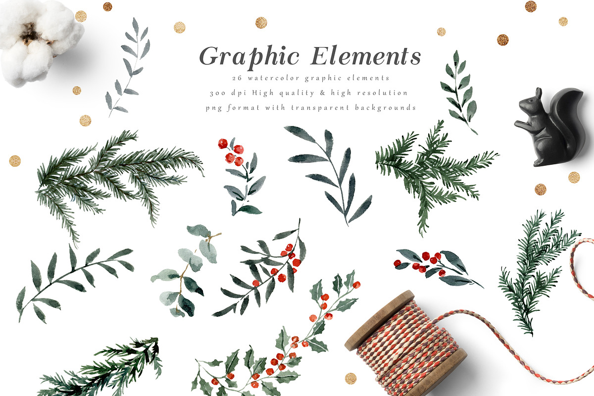 Christmas Watercolor Crest DIY, a Decorative Illustration by Graphic Box (Photo 10 of 10)