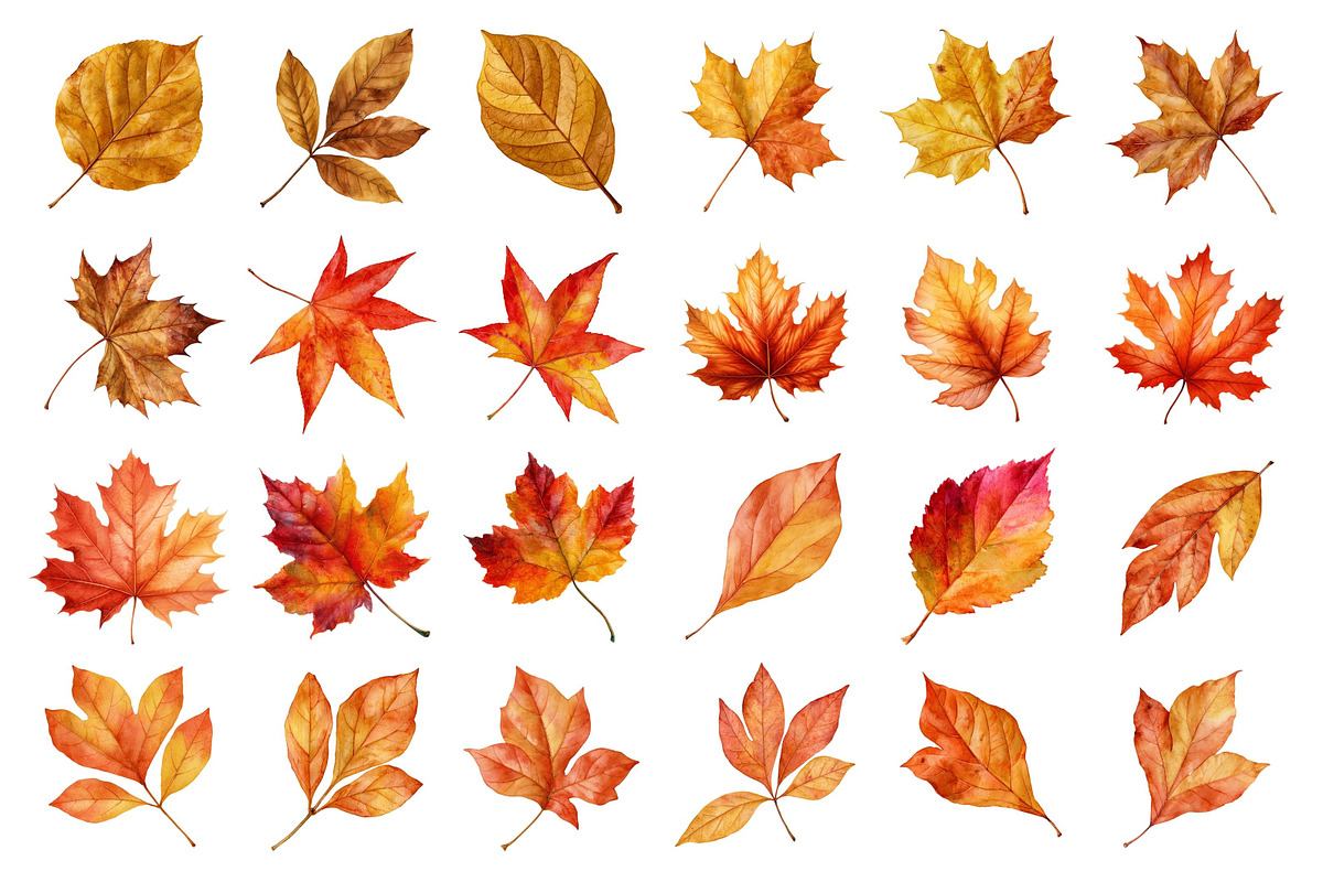 Watercolor Autumn Leaves Clipart, a Decorative Illustration by Nicolle's Colorful Art (Photo 2 of 5)