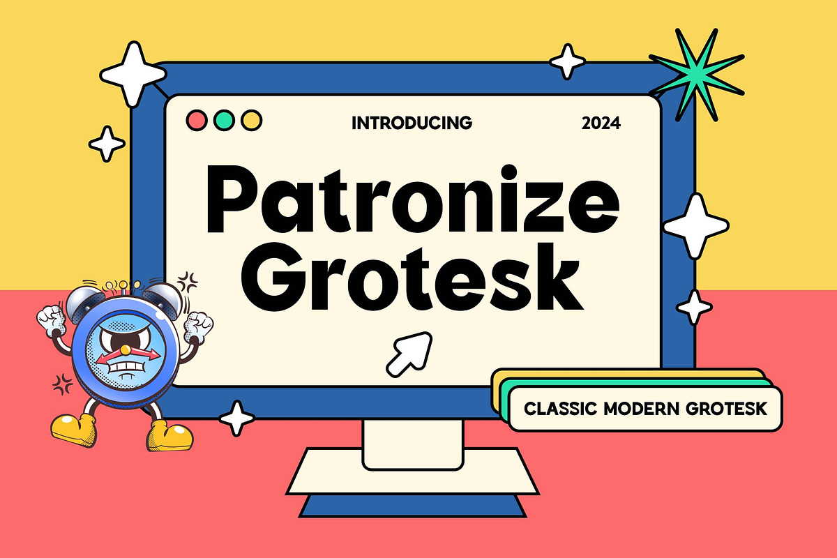 Patronize Modern Grotesk Font, a Serif Font by UICreative (Photo 1 of 13)
