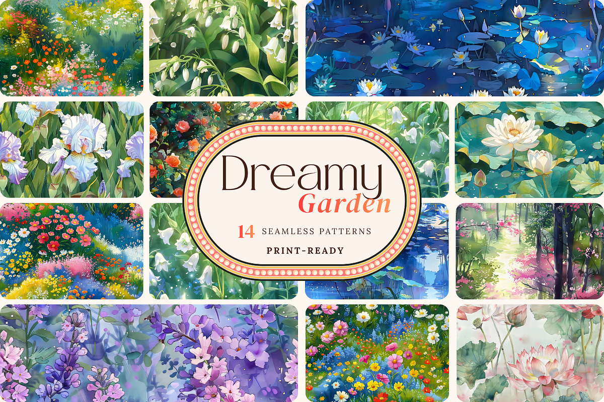 14 Dreamy Garden Patterns, a Pattern Graphic by Ninterints (Photo 1 of 14)