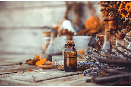 Medicinal herbs and tinctures, a Health & Medical Photo by yanadjana