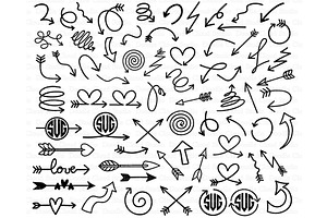 68 Arrows SVG Doodles Bundle