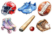 Watercolor Sport Clipart, an Illustration by Designworld (Thumbnail 2 of 6)