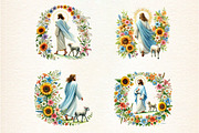 Floral Jesus Collection Clipart, an Illustration by DreamArtGraphic (Thumbnail 4 of 4)