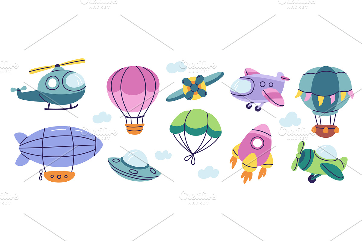 Funny air transport. Kids toys, a Transportation Illustration by YummyBuum