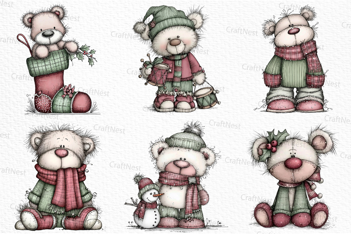 Whimsical Christmas Teddy Bear PNG, an Illustration by Craft Nest (Photo 3 of 6)