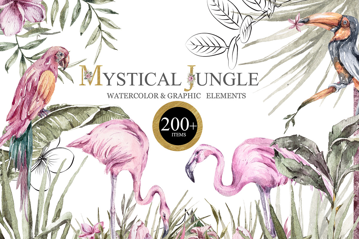 Watercolor Tropical Collection, an Animal Illustration by Tiana Geo (Photo 1 of 16)