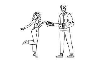 finance couple give money vector, a Person Illustration by pikepicture