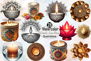 Diwali Candles Sublimation Clipart, an Illustration by SVGArt
