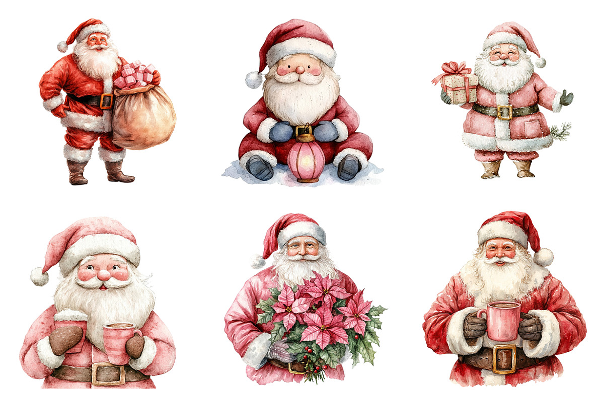 Pink Trendy Christmas Santa Png, an Illustration by SinaCreation (Photo 3 of 7)