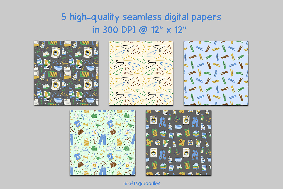 Laundry Day Clipart and Pattern Set, a Pattern Graphic by Drafts n Doodles (Photo 4 of 11)