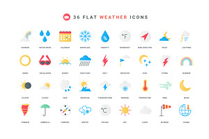 Weather forecast meteorology icons, an Object Illustration by Lemberg Vector