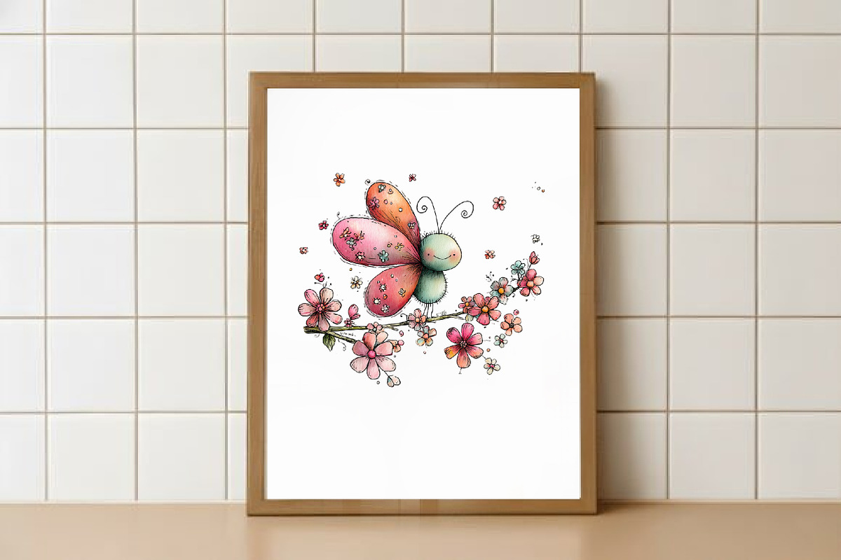 Whimsical Butterfly Flower Clipart, an Illustration by Watercolor design (Photo 5 of 6)