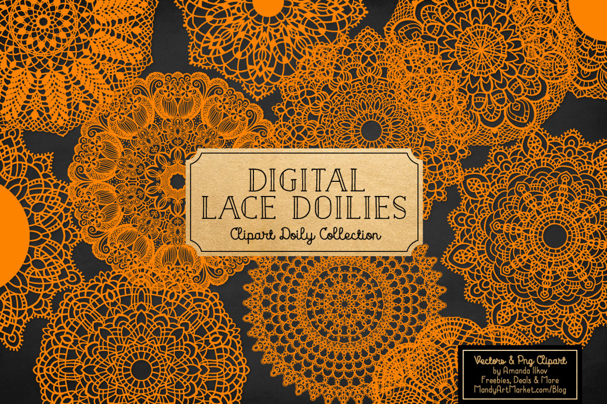 Orange Lace Doily Vectors, an Illustration by Amanda Ilkov (Photo 2 of 4)
