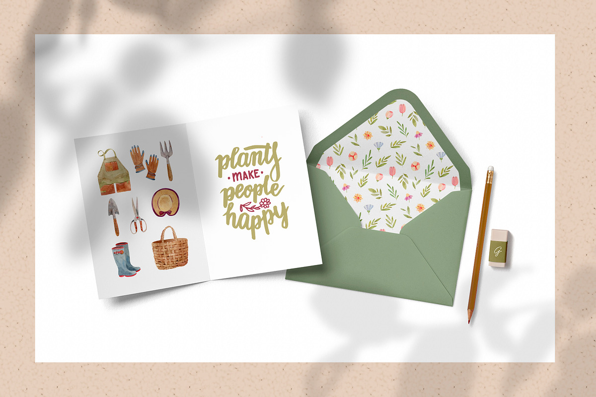 Gardening Tools Clipart, a Decorative Illustration by Julia M. Watercolor (Photo 10 of 11)