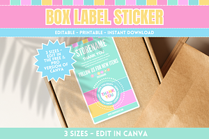 Cute Box Seal Sticker Template, a Stationery Template by SunshineStudioBoutique