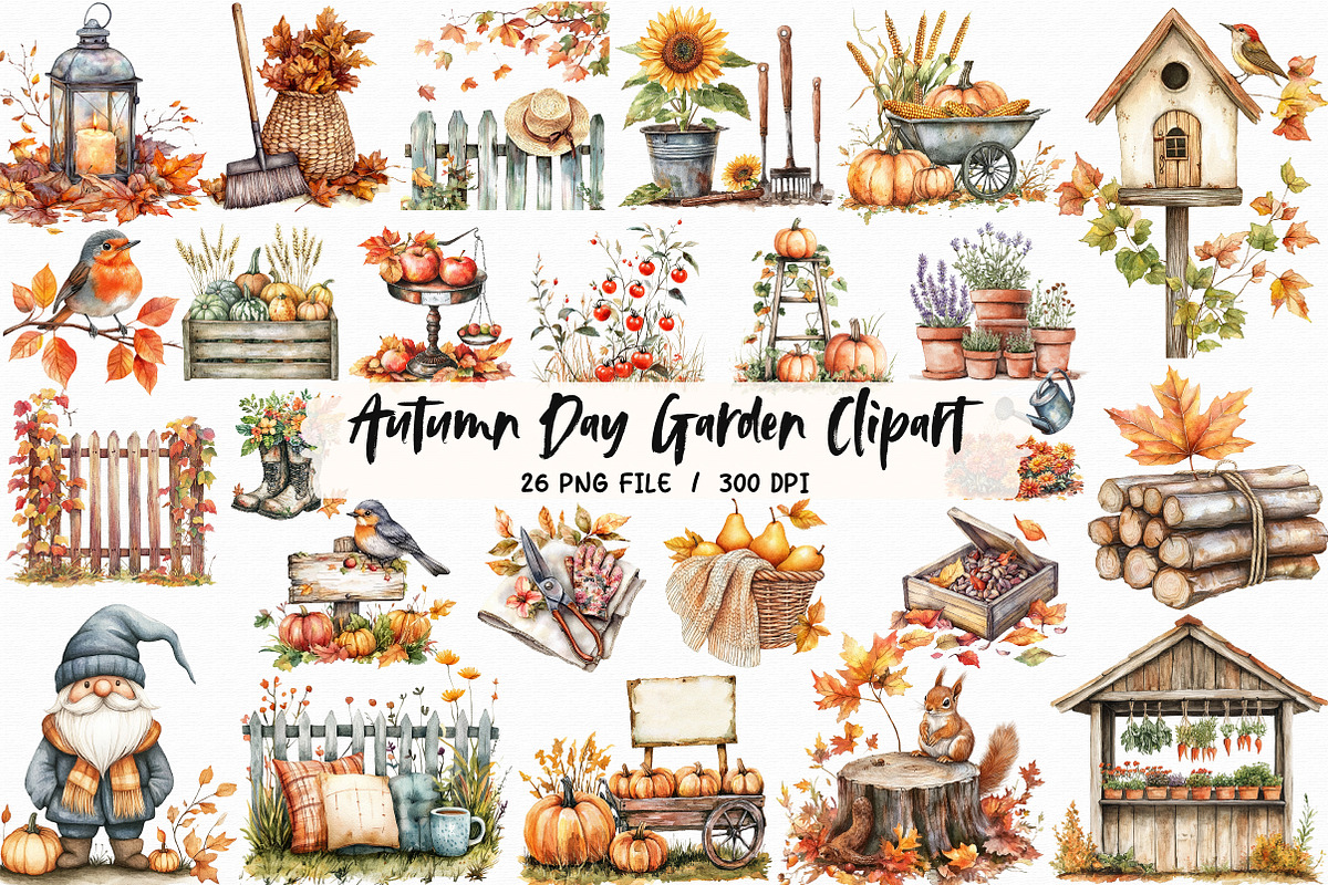 Autumn Day Garden Clipart, an Illustration by Libby Wishes (Photo 1 of 6)