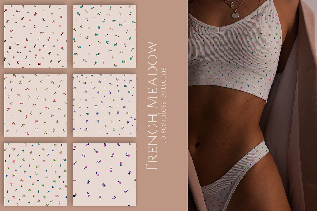 FRENCH MEADOW SEAMLESS PATTERNS, a Pattern Graphic by Luna Dreams (Photo 1 of 5)