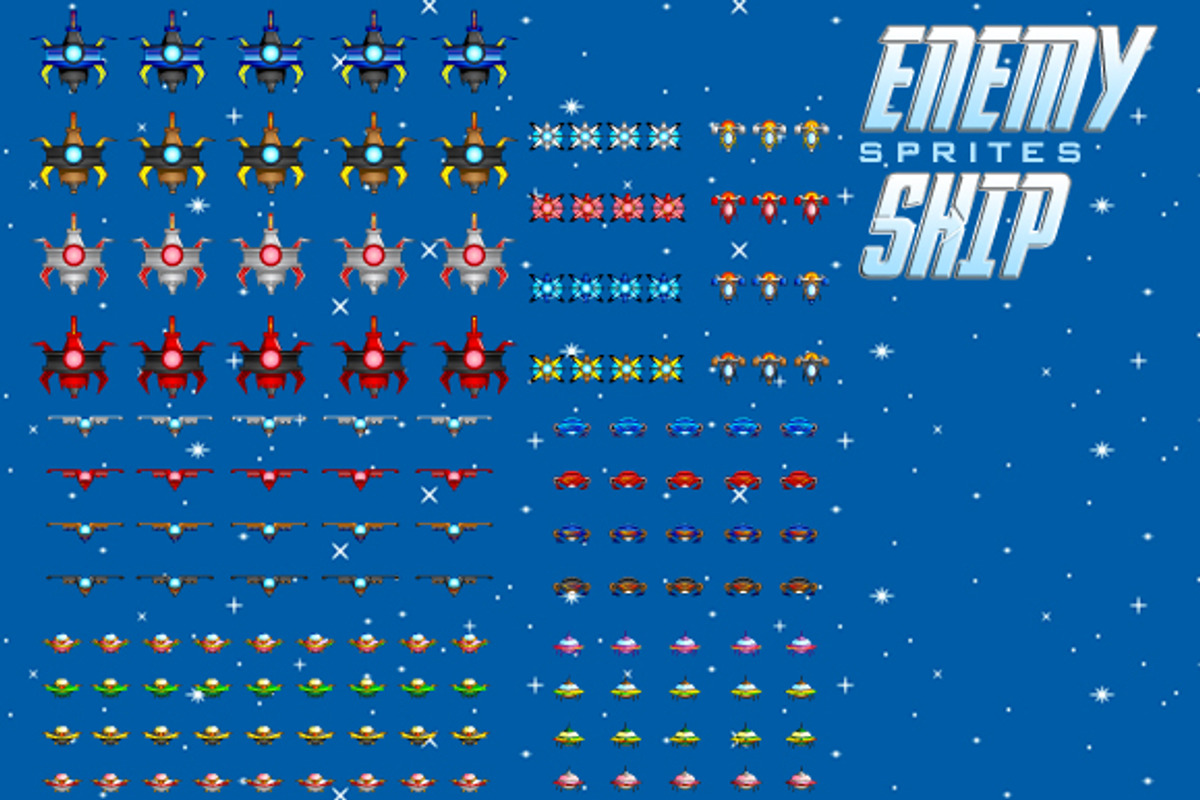 Spaceship 2 Sprites, an Illustration by erkoudesign (Photo 3 of 6)