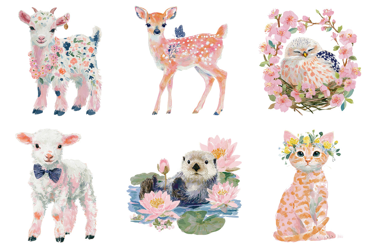 Whimsical Spring Animal Clipart, an Illustration by DreamArtGraphic (Photo 2 of 4)
