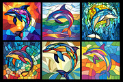 Stained Glass Dolphin Coloring Pages, an Animal Illustration by protabsorkar11 (Thumbnail 2 of 6)