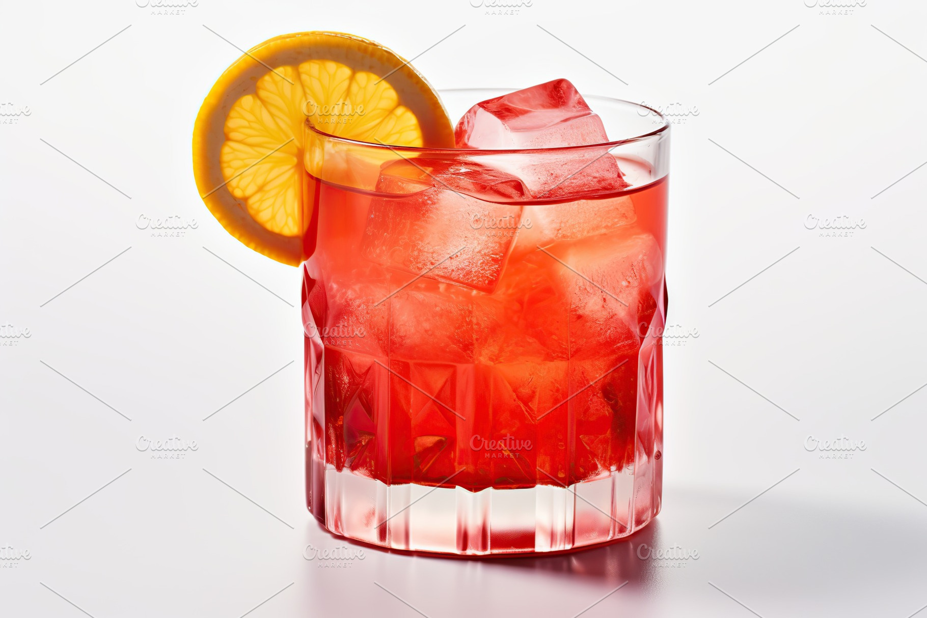 Strawberry cocktail with ice on white background, a Food & Drink Photo by AlyaAnd