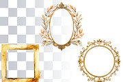 Golden Frames Watercolor Clipart, a Decorative Illustration by Loony Dream Designs (Thumbnail 2 of 4)