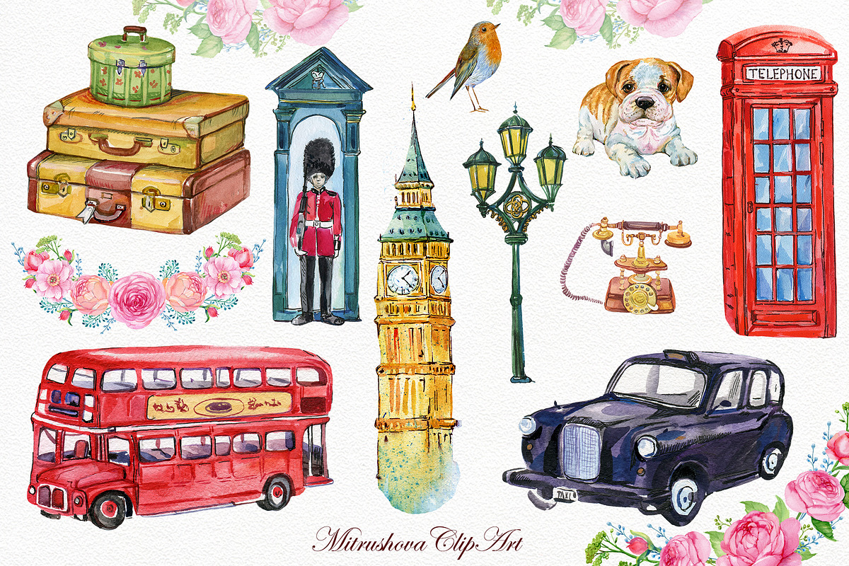 London Clipart Watercolor, an Illustration by MitrushovaArt (Photo 3 of 5)