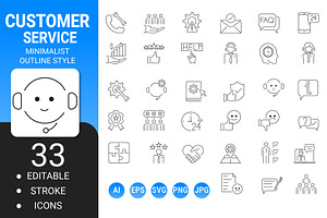 Customer service outline icon set, an Outline Icon by Icons