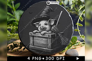 Cute Witch Pig Wooden Box Broom, a Background Graphic by LaseredNinja (Thumbnail 5 of 7)